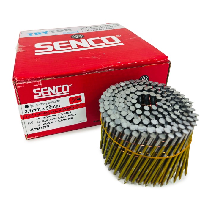 Барабанные гвозди Senco 3.1х90 Ring HDG (Горячий цинк 900 шт)