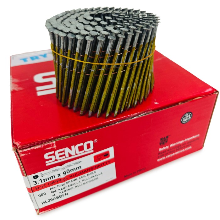 Барабанные гвозди Senco 3.1х90 Ring HDG (Горячий цинк 900 шт)