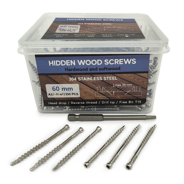 Саморезы Hidden Wood Screws A2 60 mm 350 шт