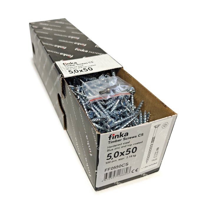 Шурупы конструкционные Finka Timber Screws CS 5,0x50 TX25 (Голубой цинк, потай, 500шт)