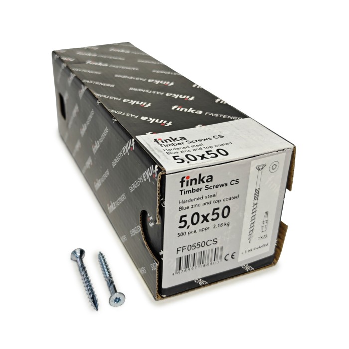Шурупы конструкционные Finka Timber Screws CS 5,0x50 TX25 (Голубой цинк, потай, 500шт)