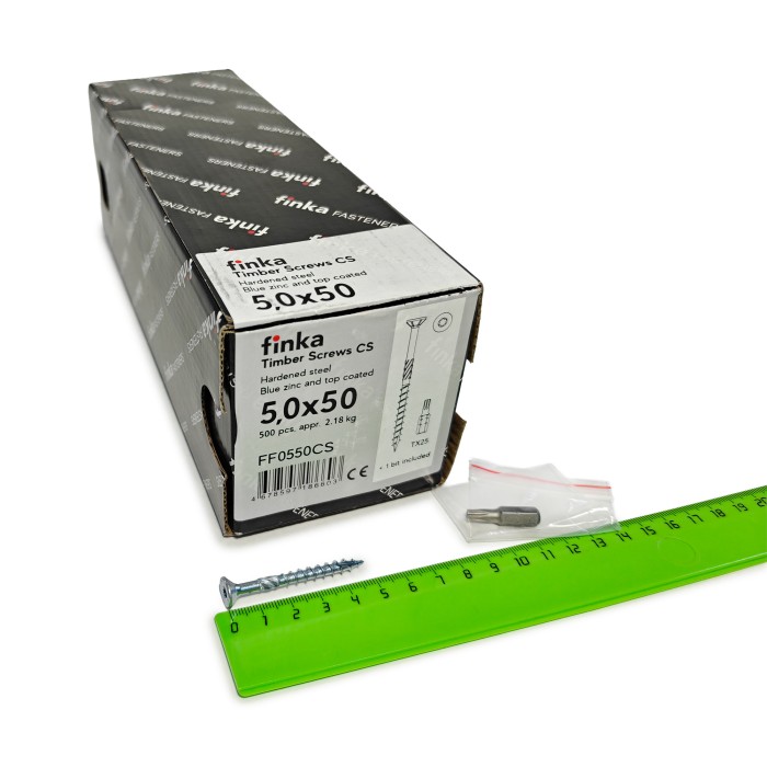 Шурупы конструкционные Finka Timber Screws CS 5,0x50 TX25 (Голубой цинк, потай, 500шт)