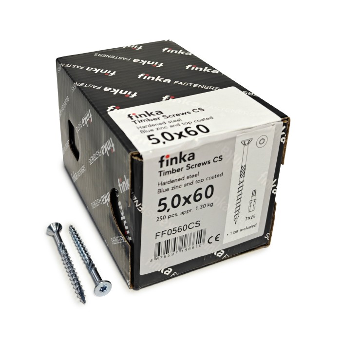 Шурупы конструкционные Finka Timber Screws CS 5,0x60 TX25 (Голубой цинк, потай, 250шт)