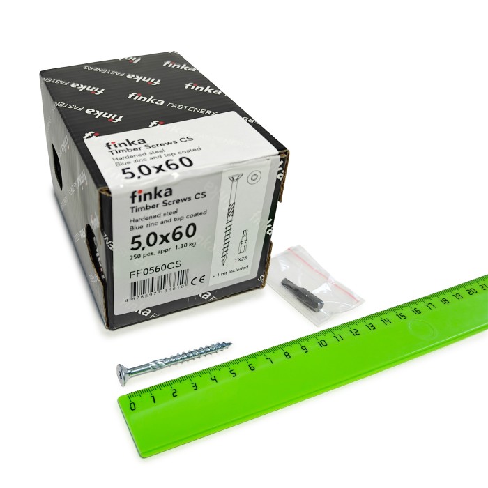 Шурупы конструкционные Finka Timber Screws CS 5,0x60 TX25 (Голубой цинк, потай, 250шт)
