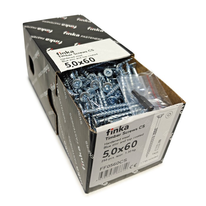 Шурупы конструкционные Finka Timber Screws CS 5,0x60 TX25 (Голубой цинк, потай, 250шт)