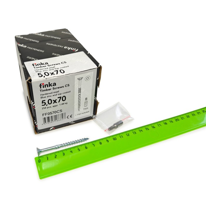 Шурупы конструкционные Finka Timber Screws CS 5,0x70 TX25 (Голубой цинк, потай, 250шт)