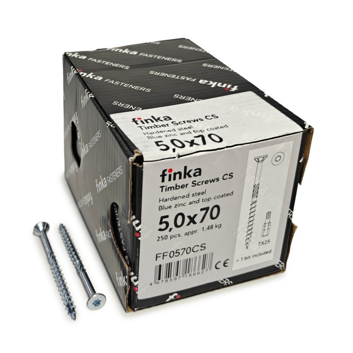 Шурупы конструкционные Finka Timber Screws CS 5,0x70 TX25 (Голубой цинк, потай, 250шт)