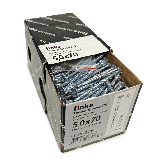 Шурупы конструкционные Finka Timber Screws CS 5,0x70 TX25 (Голубой цинк, потай, 250шт)