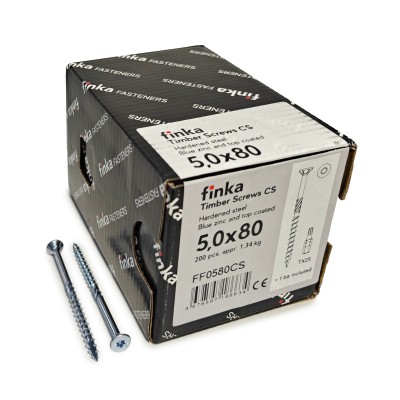 Шурупы конструкционные Finka Timber Screws CS 5,0x80 TX25 (Голубой цинк, потай, 200шт)