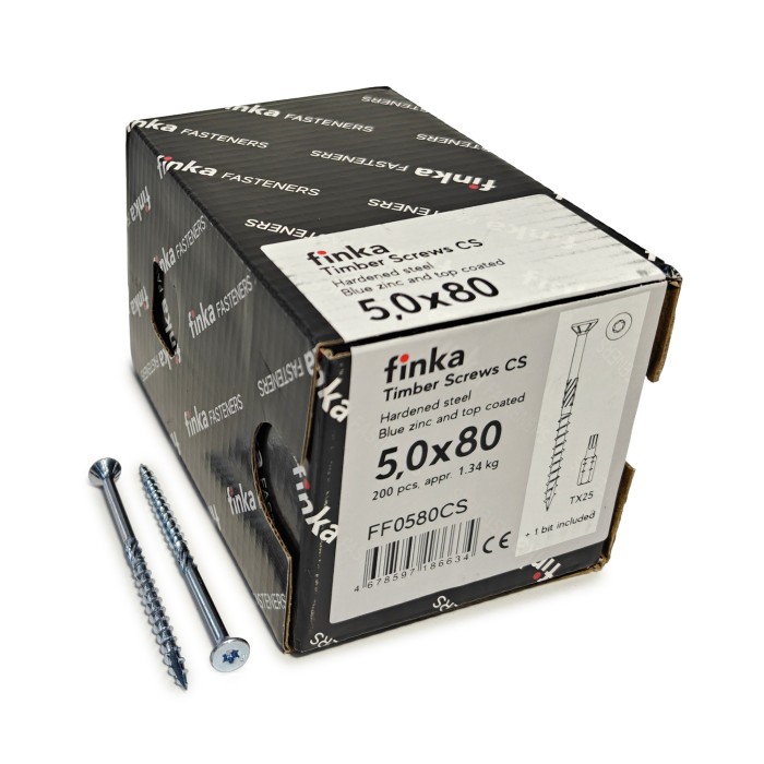 Шурупы конструкционные Finka Timber Screws CS 5,0x80 TX25 (Голубой цинк, потай, 200шт)
