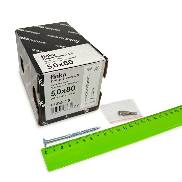 Шурупы конструкционные Finka Timber Screws CS 5,0x80 TX25 (Голубой цинк, потай, 200шт)