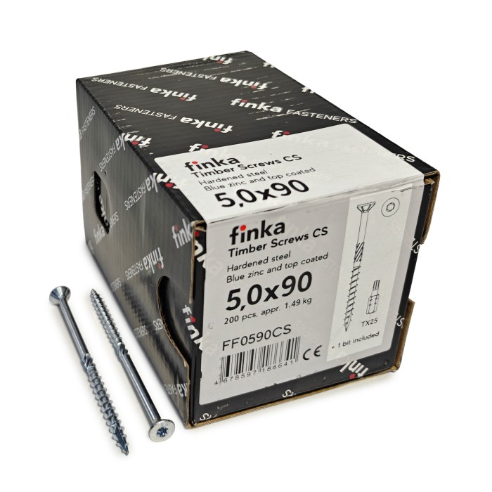 Шурупы конструкционные Finka Timber Screws CS 5,0x90 TX25 (Голубой цинк, потай, 200шт)