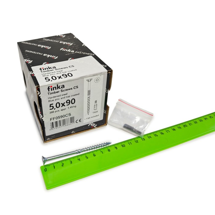 Шурупы конструкционные Finka Timber Screws CS 5,0x90 TX25 (Голубой цинк, потай, 200шт)