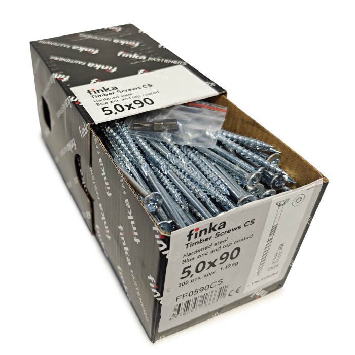Шурупы конструкционные Finka Timber Screws CS 5,0x90 TX25 (Голубой цинк, потай, 200шт)