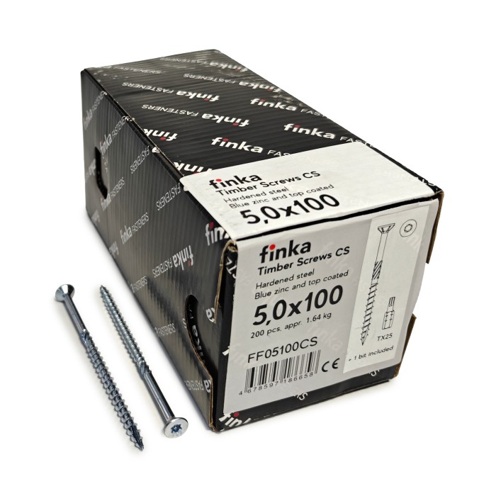 Шурупы конструкционные Finka Timber Screws CS 5,0x100 TX25 (Голубой цинк, потай, 200шт)