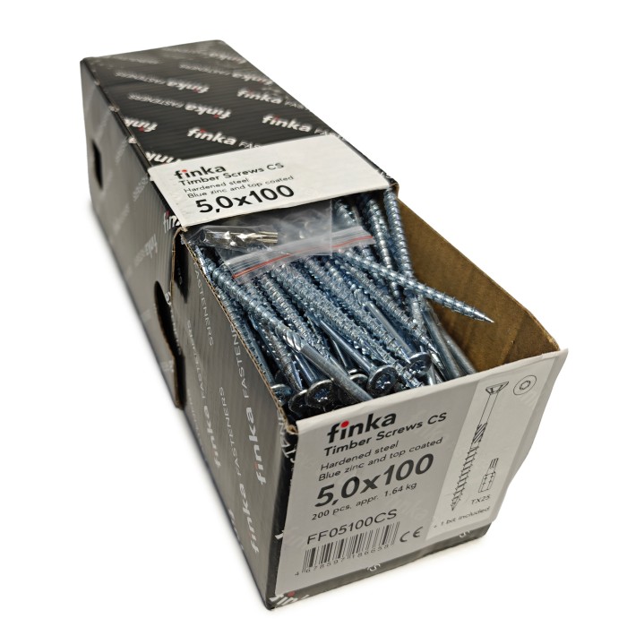 Шурупы конструкционные Finka Timber Screws CS 5,0x100 TX25 (Голубой цинк, потай, 200шт)