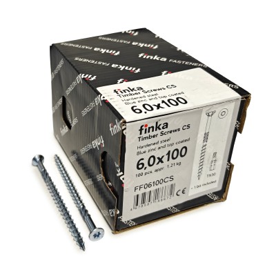 Шурупы конструкционные Finka Timber Screws CS 6,0x100 TX30 (Голубой цинк, потай, 100шт)