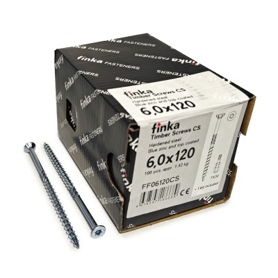 Шурупы конструкционные Finka Timber Screws CS 6,0x120 TX30 (Голубой цинк, потай, 100шт)