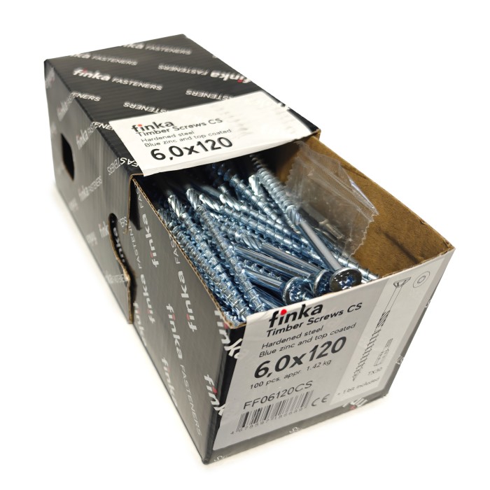 Шурупы конструкционные Finka Timber Screws CS 6,0x120 TX30 (Голубой цинк, потай, 100шт)