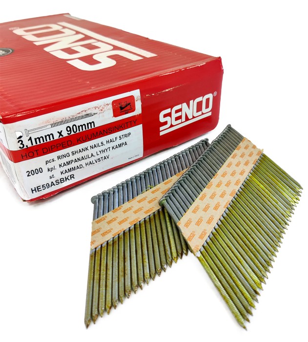 Реечные гвозди SENCO D34 3.1x90 Ring HDG (Горячий цинк 2000 шт)