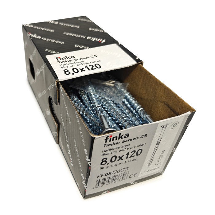 Шурупы конструкционные Finka Timber Screws CS 8,0x120 TX40 (Голубой цинк, потай, 50шт)