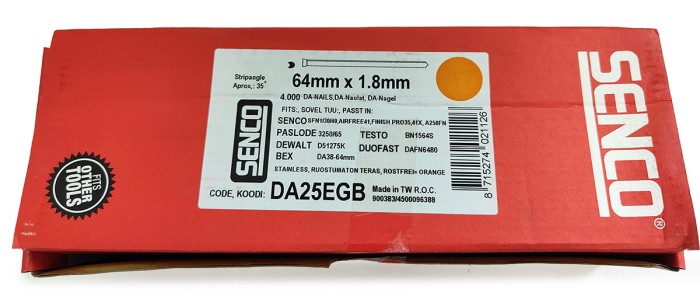 Финишные гвозди Senco DA 1.8x63 A2 (нержавеющая сталь 4000 шт)