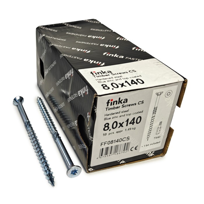Шурупы конструкционные Finka Timber Screws CS 8,0x140 TX40 (Голубой цинк, потай, 50шт)