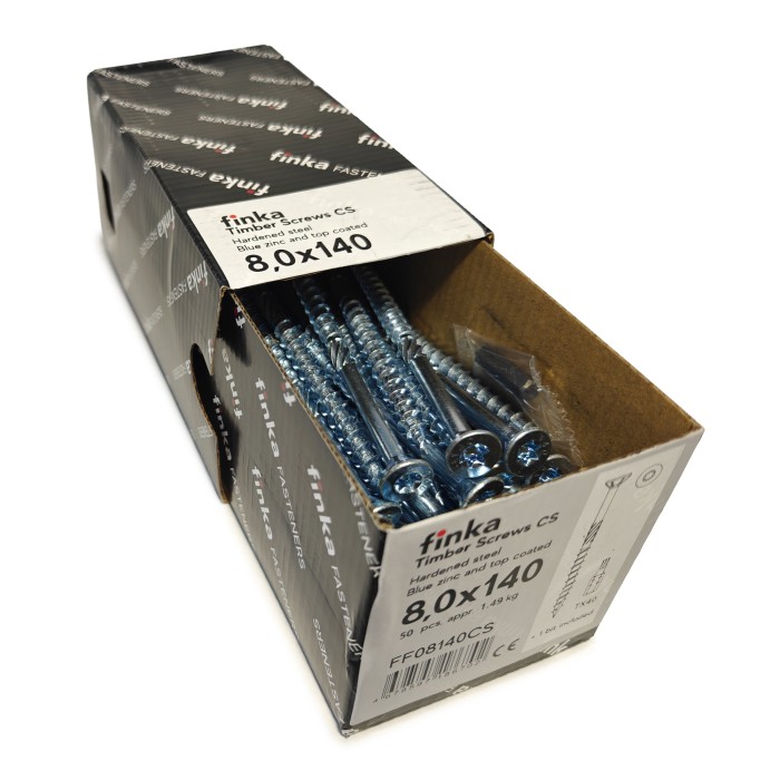 Шурупы конструкционные Finka Timber Screws CS 8,0x140 TX40 (Голубой цинк, потай, 50шт)