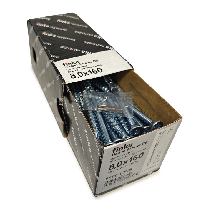 Шурупы конструкционные Finka Timber Screws CS 8,0x160 TX40 (Голубой цинк, потай, 50шт)