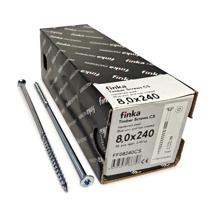 Шурупы конструкционные Finka Timber Screws CS 8,0x240 TX40 (Голубой цинк, потай, 50шт)