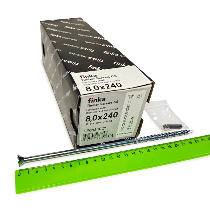Шурупы конструкционные Finka Timber Screws CS 8,0x240 TX40 (Голубой цинк, потай, 50шт)