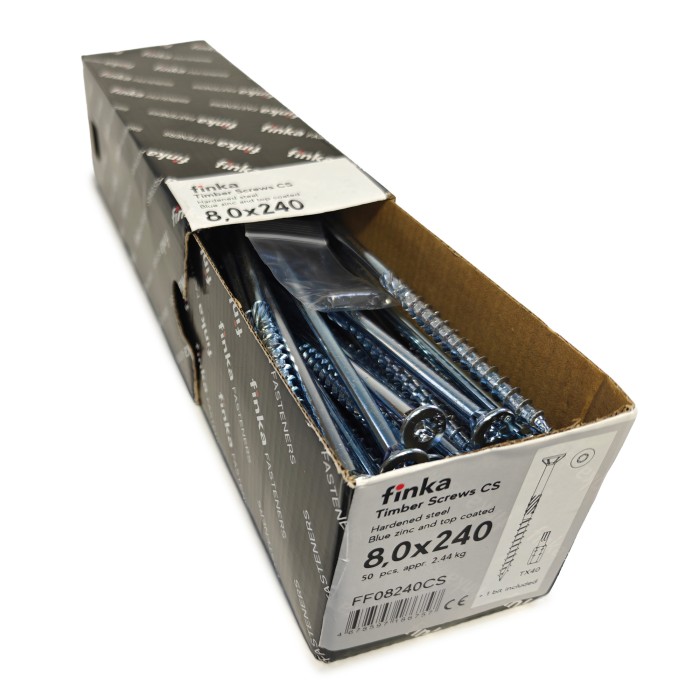 Шурупы конструкционные Finka Timber Screws CS 8,0x240 TX40 (Голубой цинк, потай, 50шт)