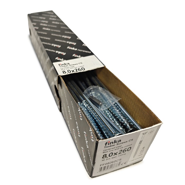 Шурупы конструкционные Finka Timber Screws CS 8,0x260 TX40 (Голубой цинк, потай, 50шт)