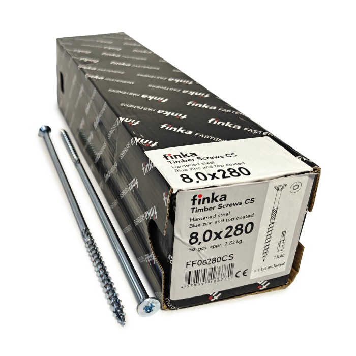 Шурупы конструкционные Finka Timber Screws CS 8,0x280 TX40 (Голубой цинк, потай, 50шт)