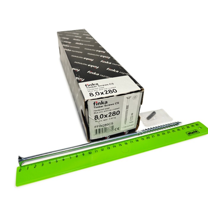 Шурупы конструкционные Finka Timber Screws CS 8,0x280 TX40 (Голубой цинк, потай, 50шт)