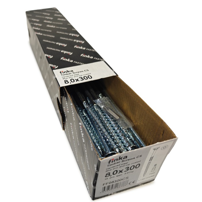 Шурупы конструкционные Finka Timber Screws CS 8,0x300 TX40 (Голубой цинк, потай, 50шт)