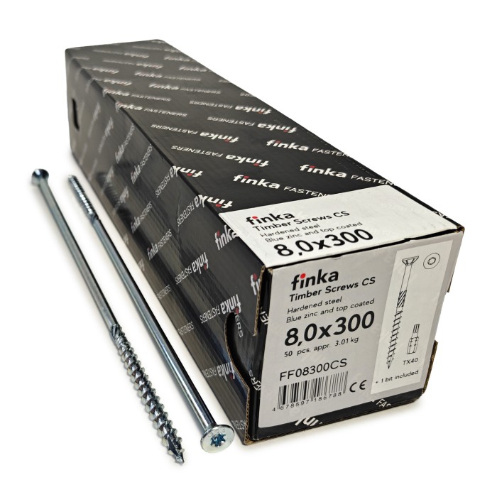 Шурупы конструкционные Finka Timber Screws CS 8,0x300 TX40 (Голубой цинк, потай, 50шт)