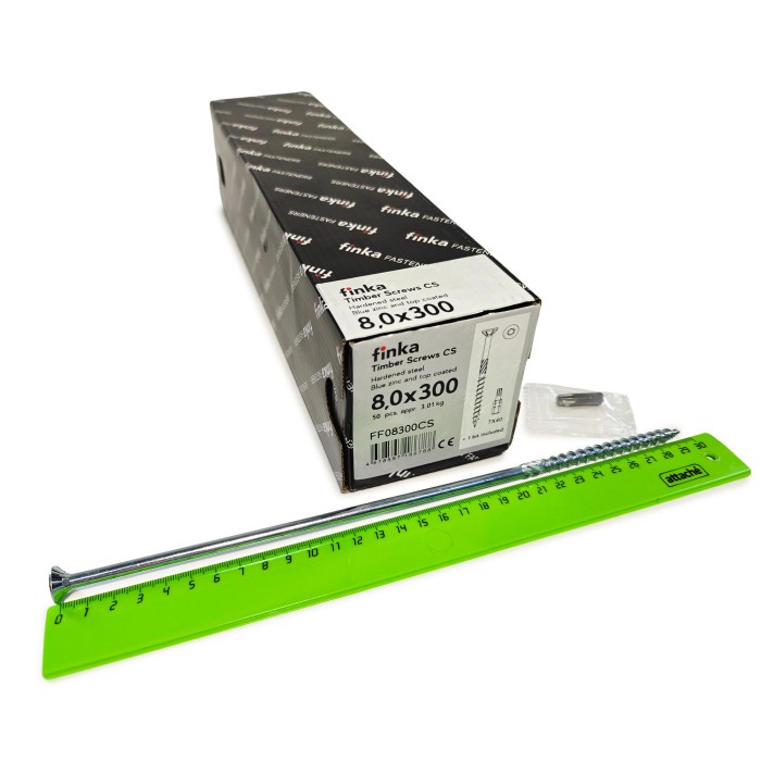 Шурупы конструкционные Finka Timber Screws CS 8,0x300 TX40 (Голубой цинк, потай, 50шт)
