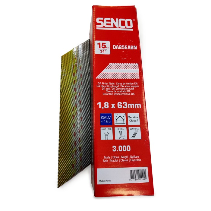 Финишные гвозди SENCO DA 1.8x63 (Гальваника 3000 шт)