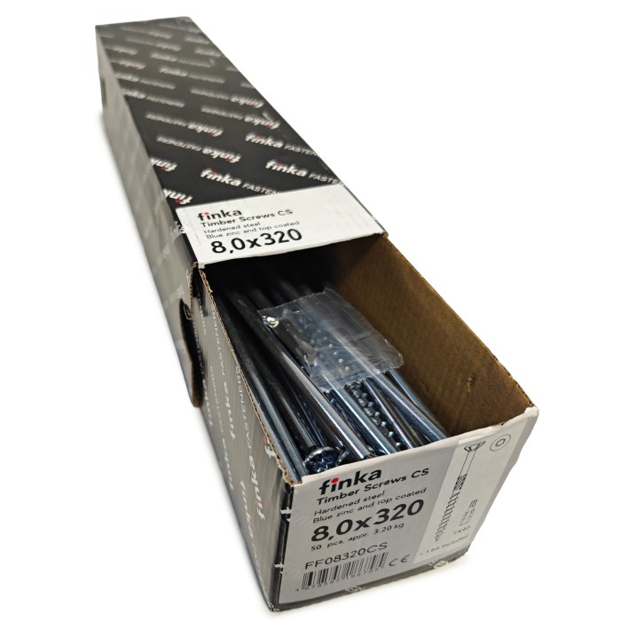 Шурупы конструкционные Finka Timber Screws CS 8,0x320 TX40 (Голубой цинк, потай, 50шт)