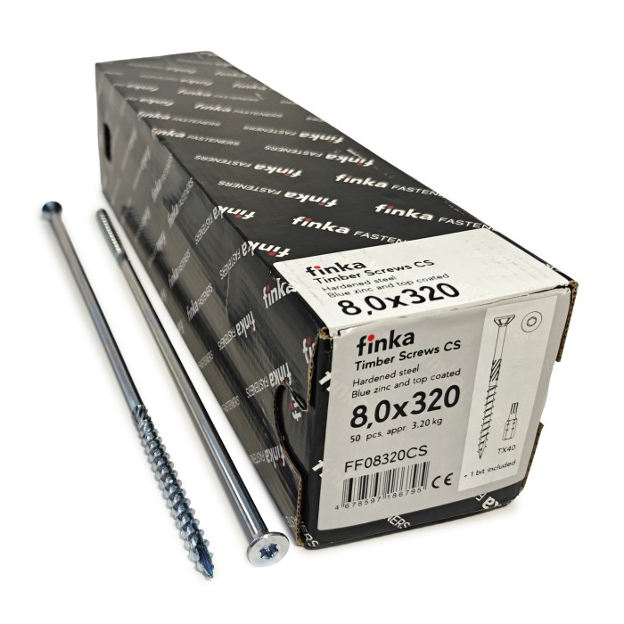 Шурупы конструкционные Finka Timber Screws CS 8,0x320 TX40 (Голубой цинк, потай, 50шт)