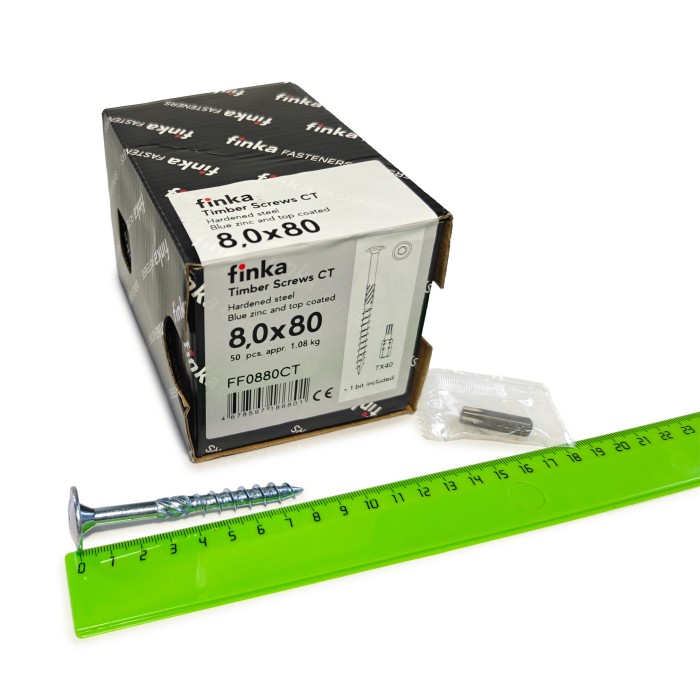Шурупы конструкционные Finka Timber Screws CT 8,0x80 TX40 (Голубой цинк, тарелка, 50шт)