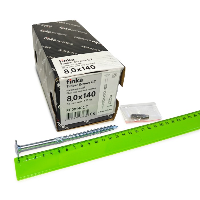 Шурупы конструкционные Finka Timber Screws CT 8,0x140 TX40 (Голубой цинк, тарелка, 50шт)