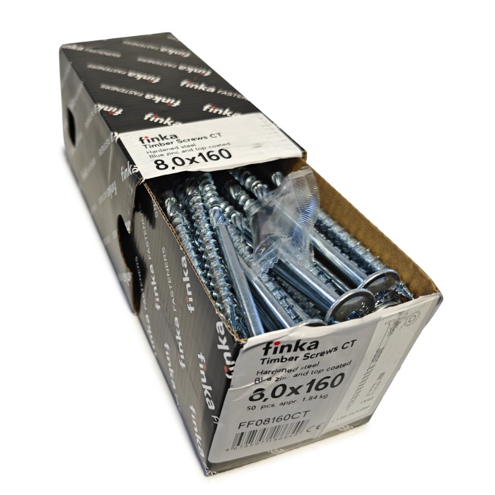 Шурупы конструкционные Finka Timber Screws CT 8,0x160 TX40 (Голубой цинк, тарелка, 50шт)