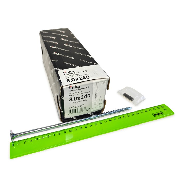 Шурупы конструкционные Finka Timber Screws CT 8,0x240 TX40 (Голубой цинк, тарелка, 50шт)