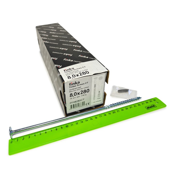 Шурупы конструкционные Finka Timber Screws CT 8,0x280 TX40 (Голубой цинк, тарелка, 50шт)