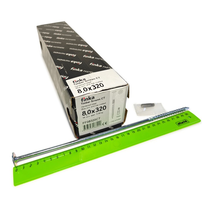 Шурупы конструкционные Finka Timber Screws CT 8,0x320 TX40 (Голубой цинк, тарелка, 50шт)