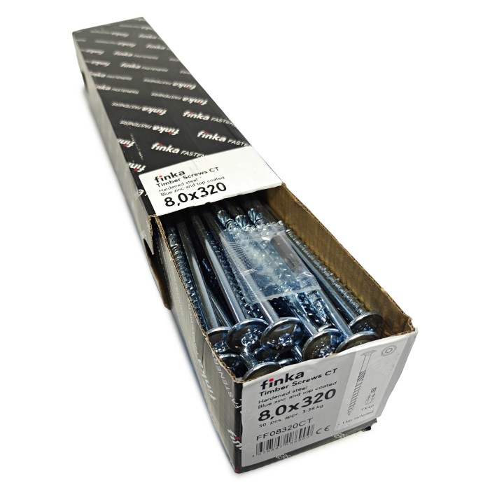 Шурупы конструкционные Finka Timber Screws CT 8,0x320 TX40 (Голубой цинк, тарелка, 50шт)