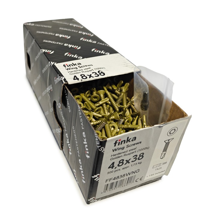 Шурупы флюгельные Finka Wing Screws 4,8x38 TX25 (Golden Ruspert, 500шт)