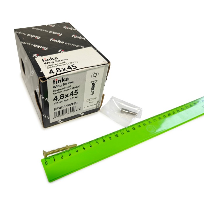 Шурупы флюгельные Finka Wing Screws 4,8x45 TX25 (Golden Ruspert, 200шт)